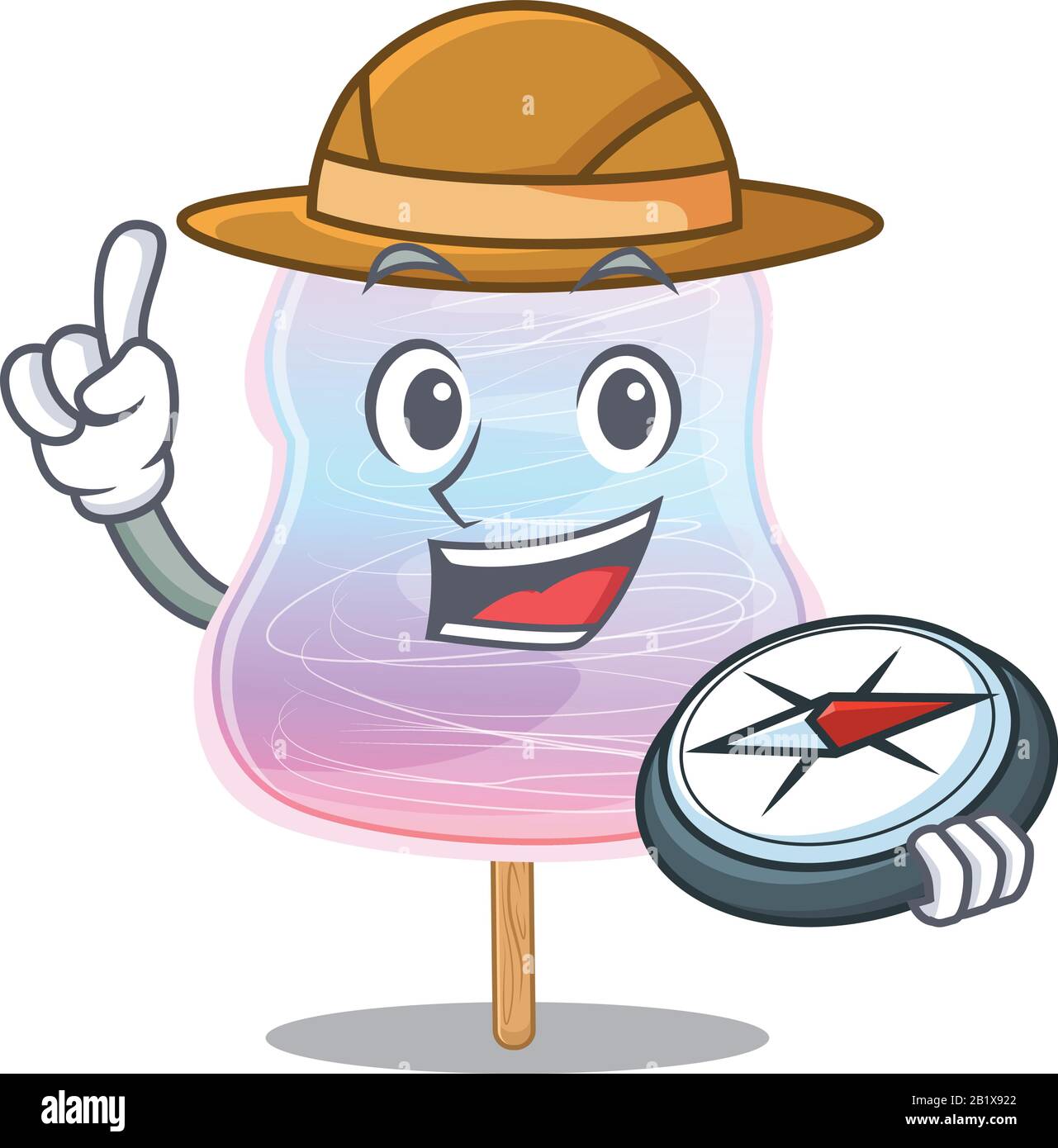 Rainbow cotton candy experienced Explorer using a compass Stock Vector ...