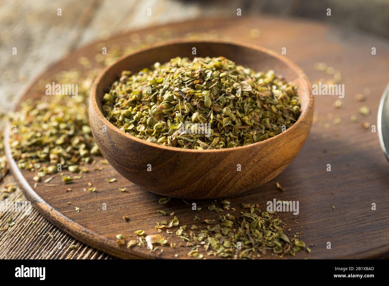 Raw Dried Green Greek Oregano Spice in a Bowl Stock Photo Alamy