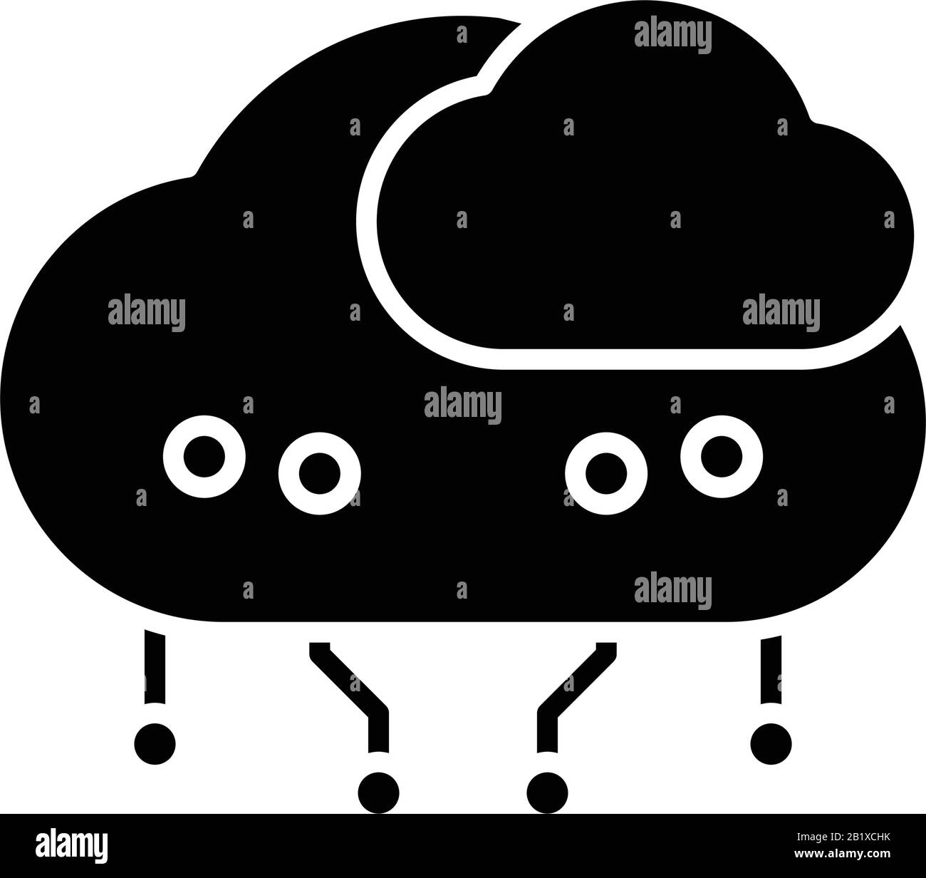 Cloud system black icon, concept illustration, vector flat symbol, glyph sign. Stock Vector