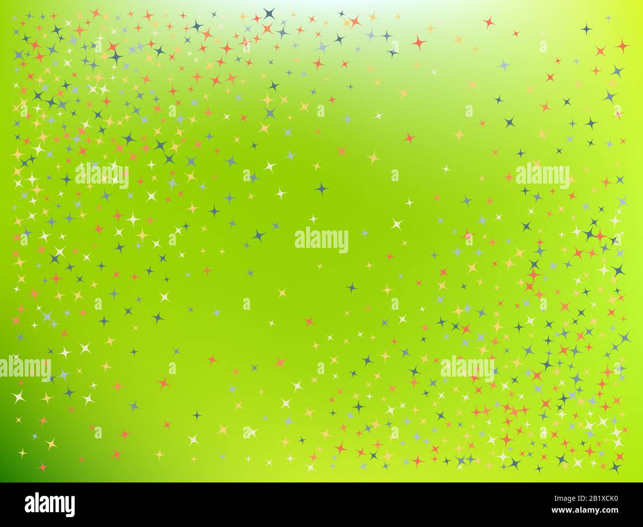 Green color background. Stars confetti. Funny colorific theme. Stars