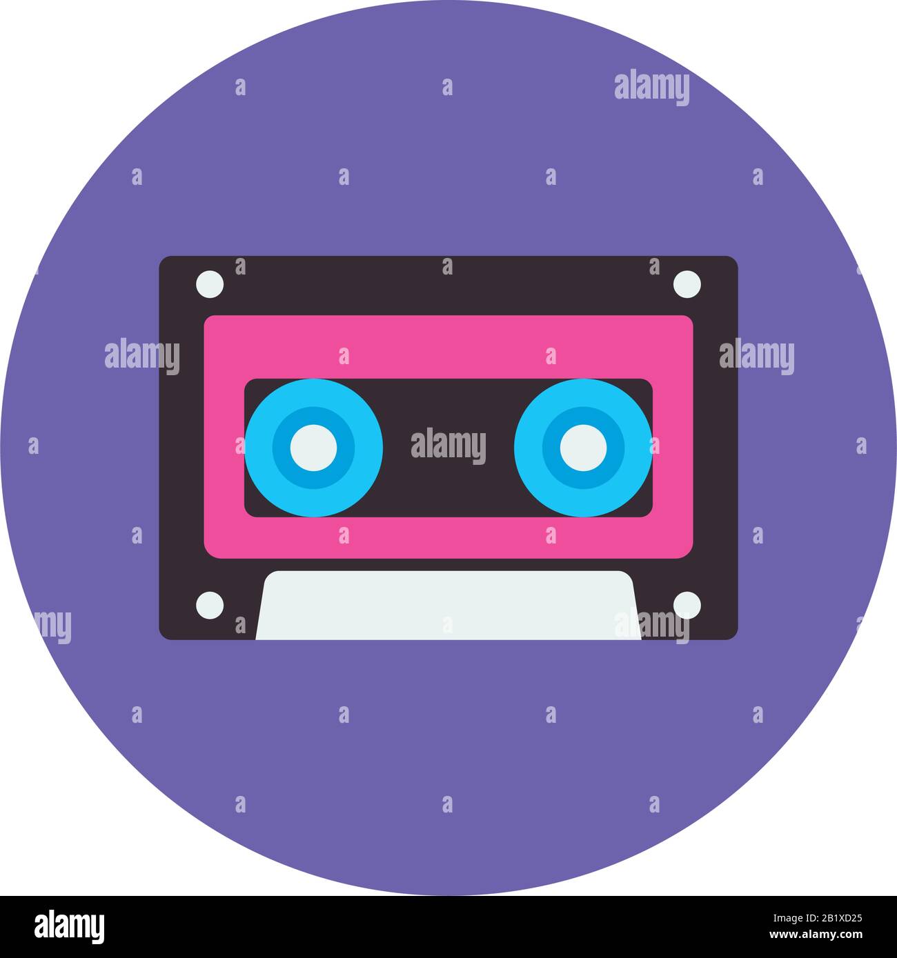 retro cassette flat block style icon design, Music sound melody song ...