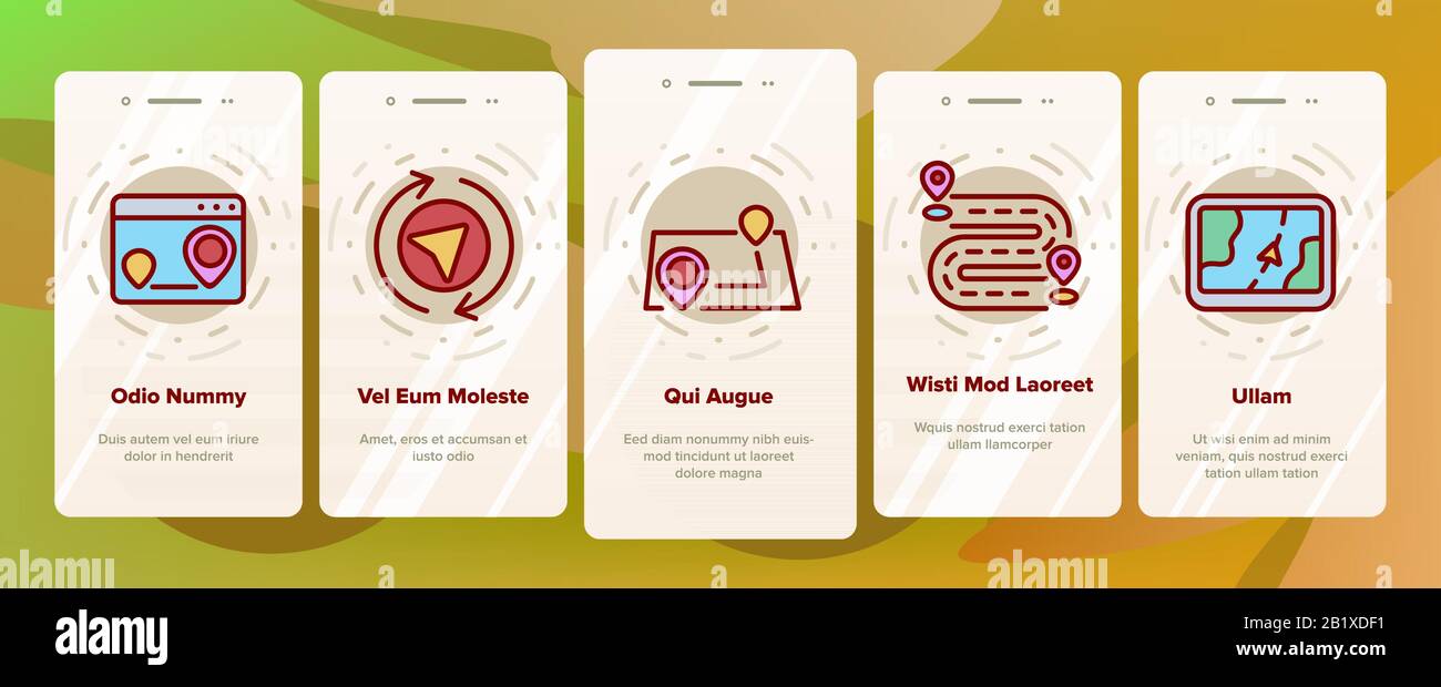 Route Gps Navigator Onboarding Icons Set Vector Stock Vector Image ...