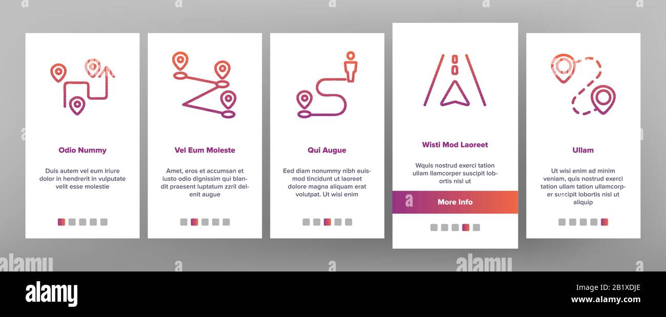 Route Gps Navigator Onboarding Icons Set Vector Stock Vector Image ...