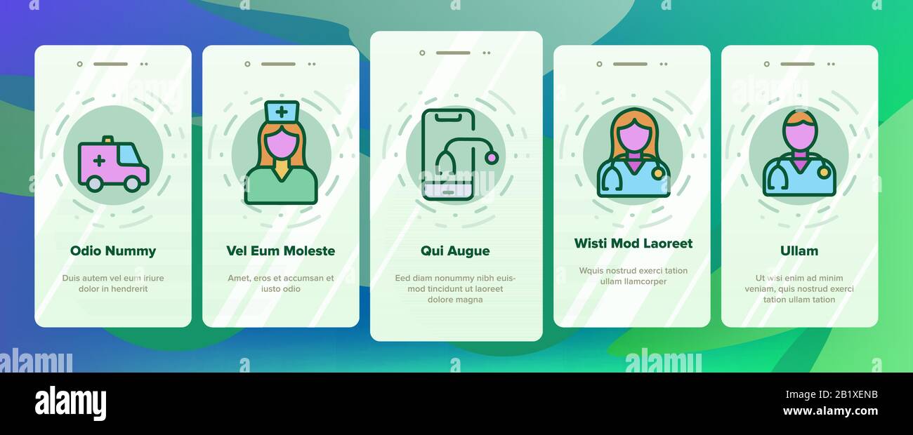 Medic Doctor And Nurse Onboarding Icons Set Vector Stock Vector Image ...