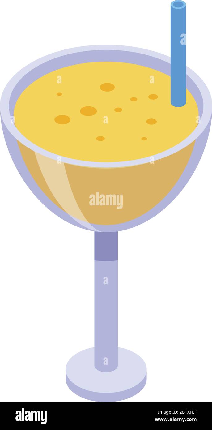 Persimmon cocktail icon, isometric style Stock Vector