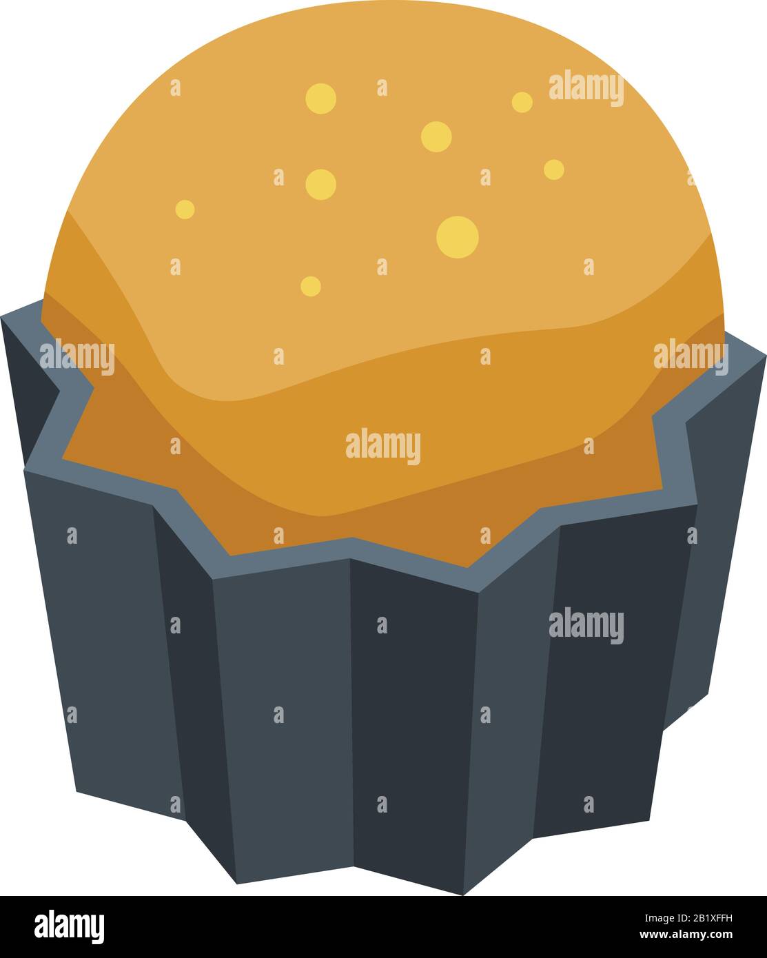 Persimmon cupcake icon, isometric style Stock Vector