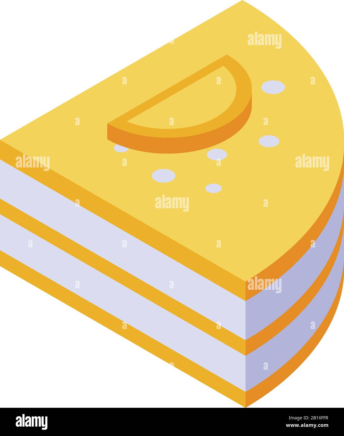 Persimmon cake icon, isometric style Stock Vector
