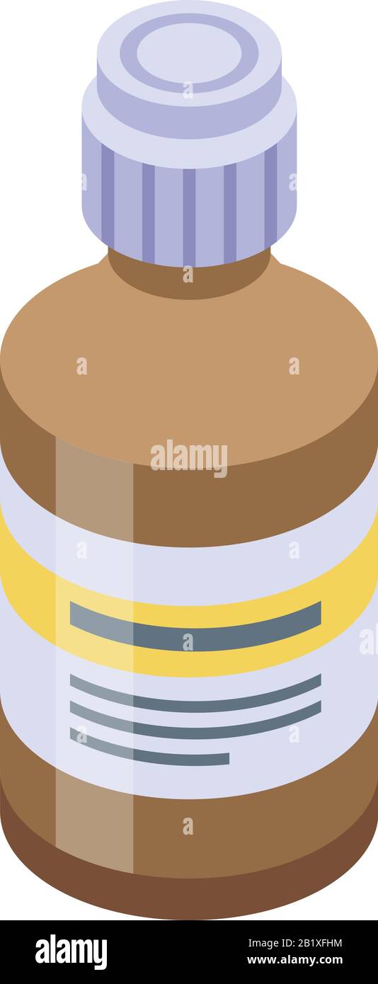 Fish oil syrup icon, isometric style Stock Vector