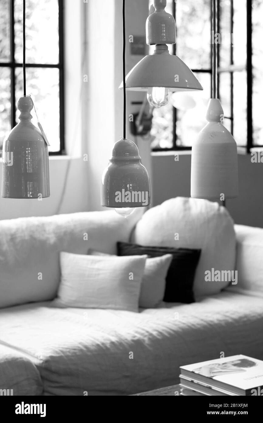 Scandinavian Interior Style. Living Room Space. Minimal Simple Decor. Hygge Concept. Stock Photo