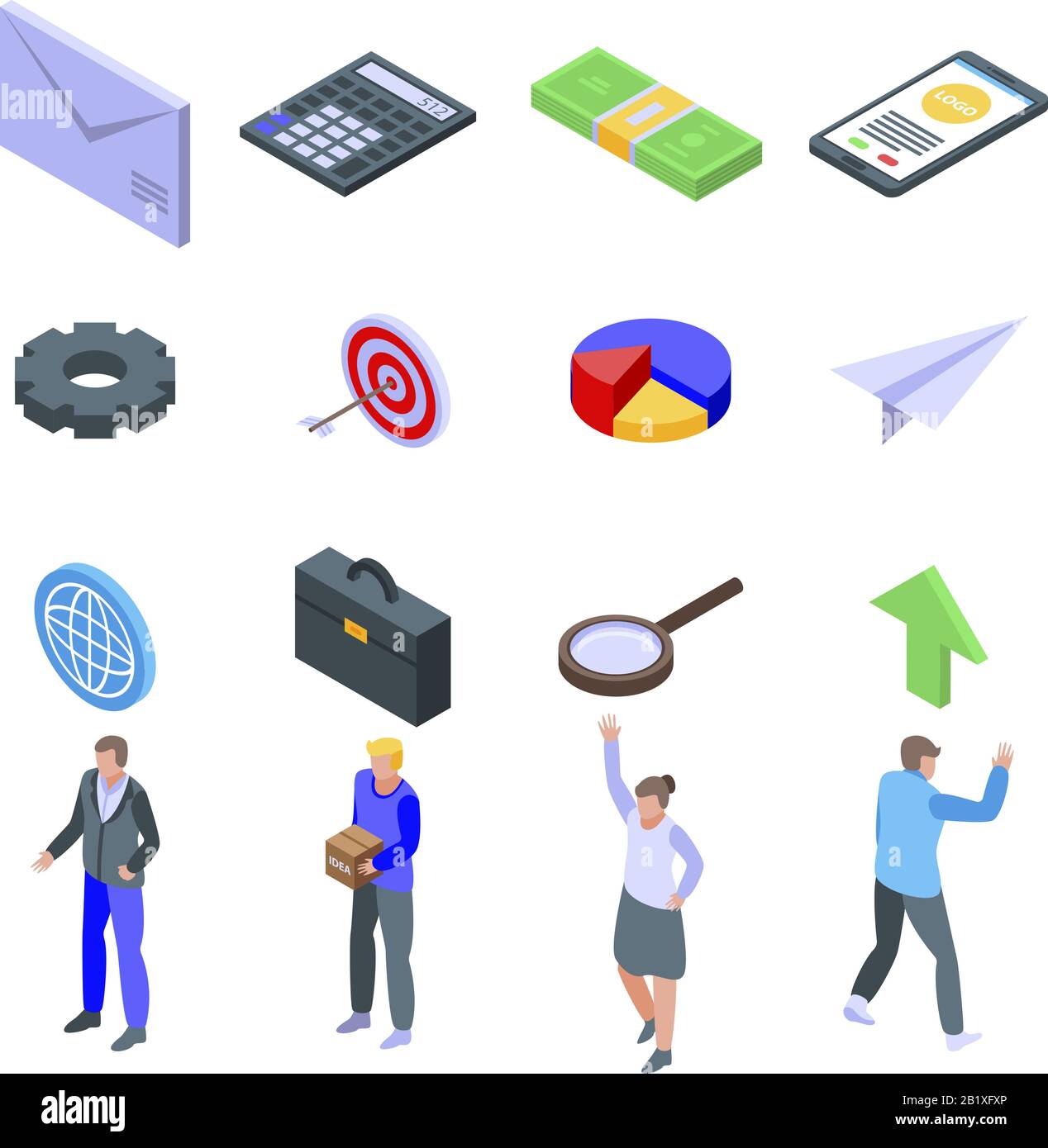 Brand manager icons set, isometric style Stock Vector