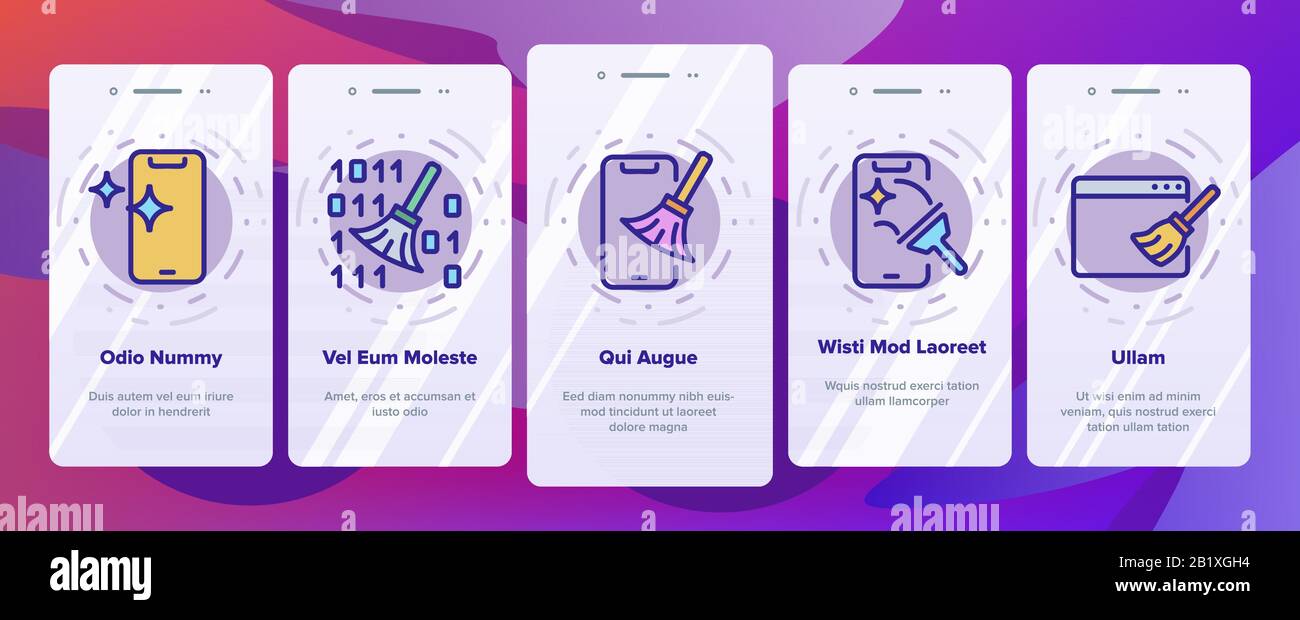 Cleaning Application Onboarding Icons Set Vector Stock Vector Image ...