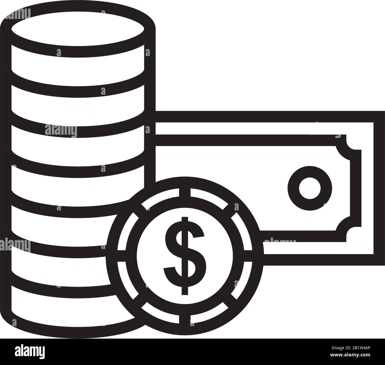 Casino chips and stacks paper money cash icon template black color editable. Casino chips and stacks paper money cash icon symbol Flat vector illustra Stock Vector