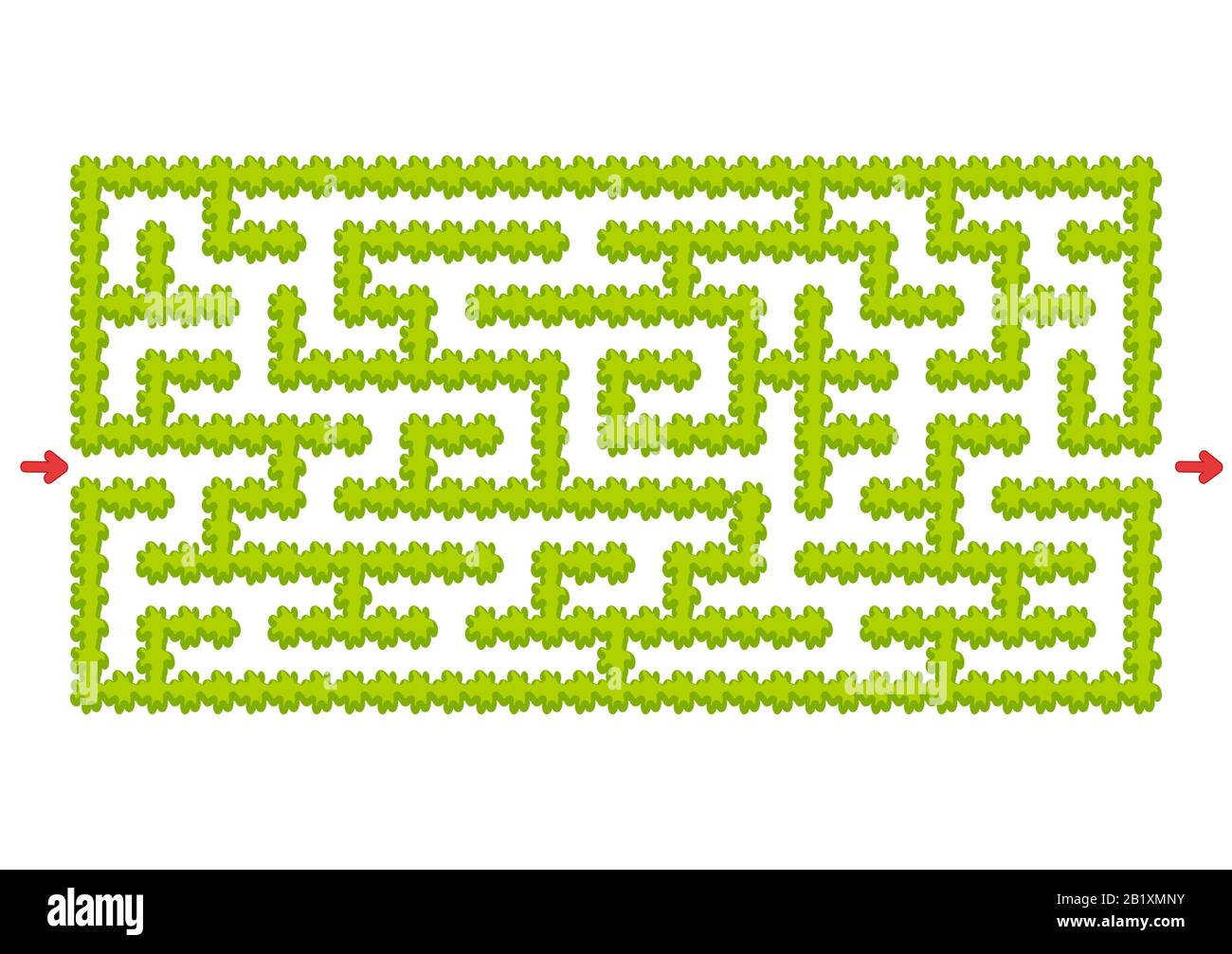 Color rectangular maze. Green garden in cartoon style. Game for kids ...