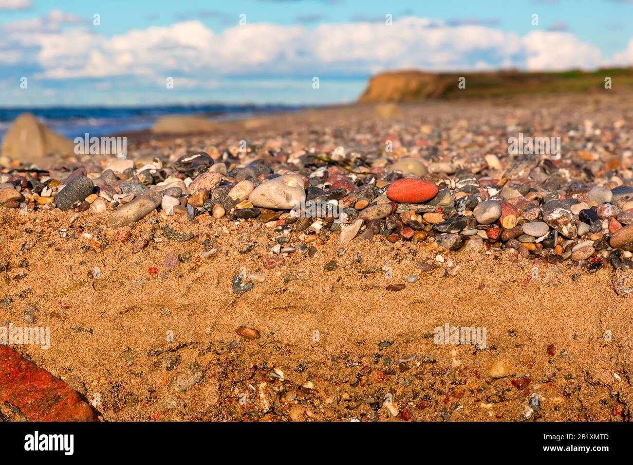 A beach soil formed from pebblestones and sand near Heiligenhafen at the Baltic Sea Stock Photo
