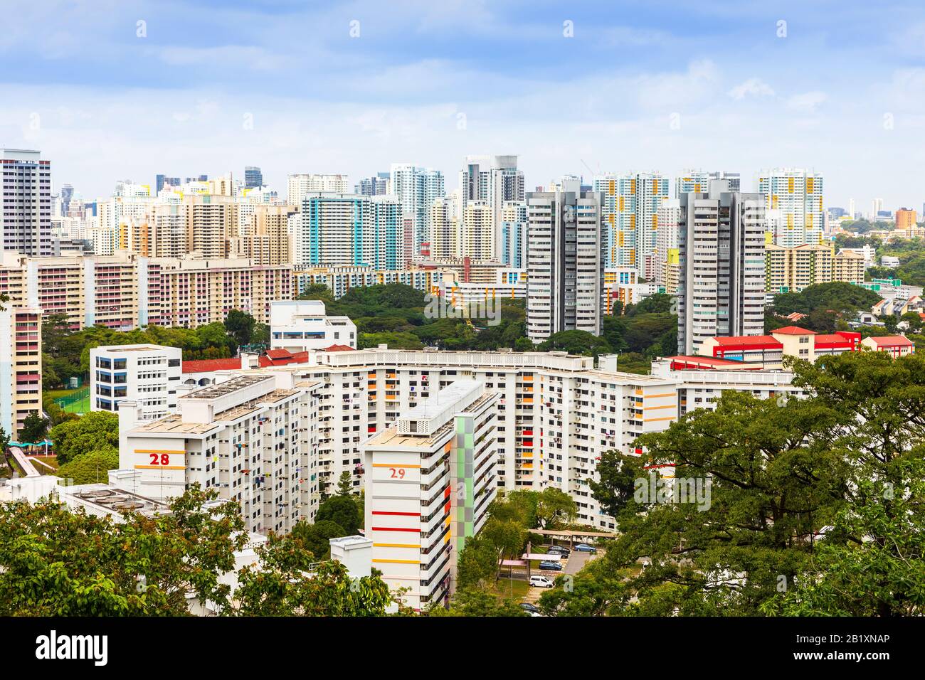 Singapore skyline showing housing apartments and skyscrapers, Singapore, Asia Stock Photo