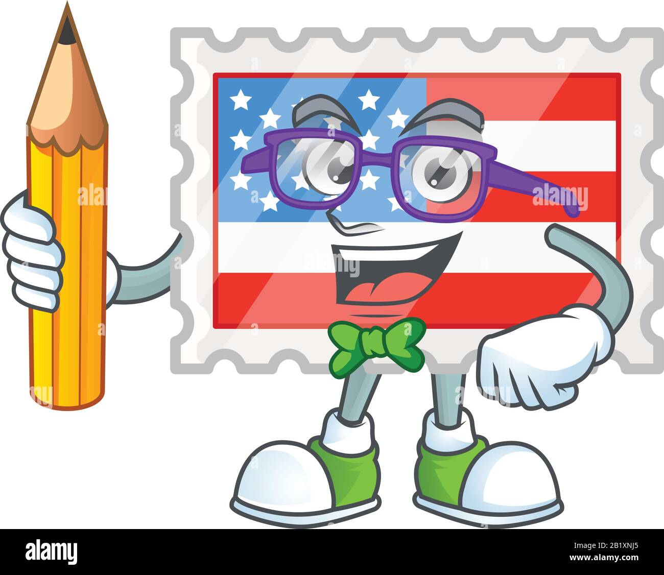 A mascot icon of Student independence day stamp character holding ...