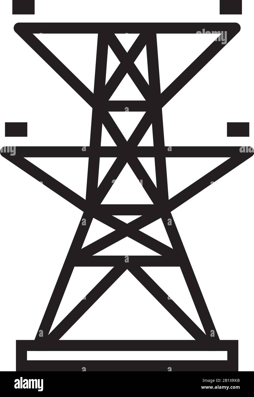 Electric tower, Overhead power line icon template black color editable. Electric tower, Overhead power line icon symbol Flat vector illustration for g Stock Vector