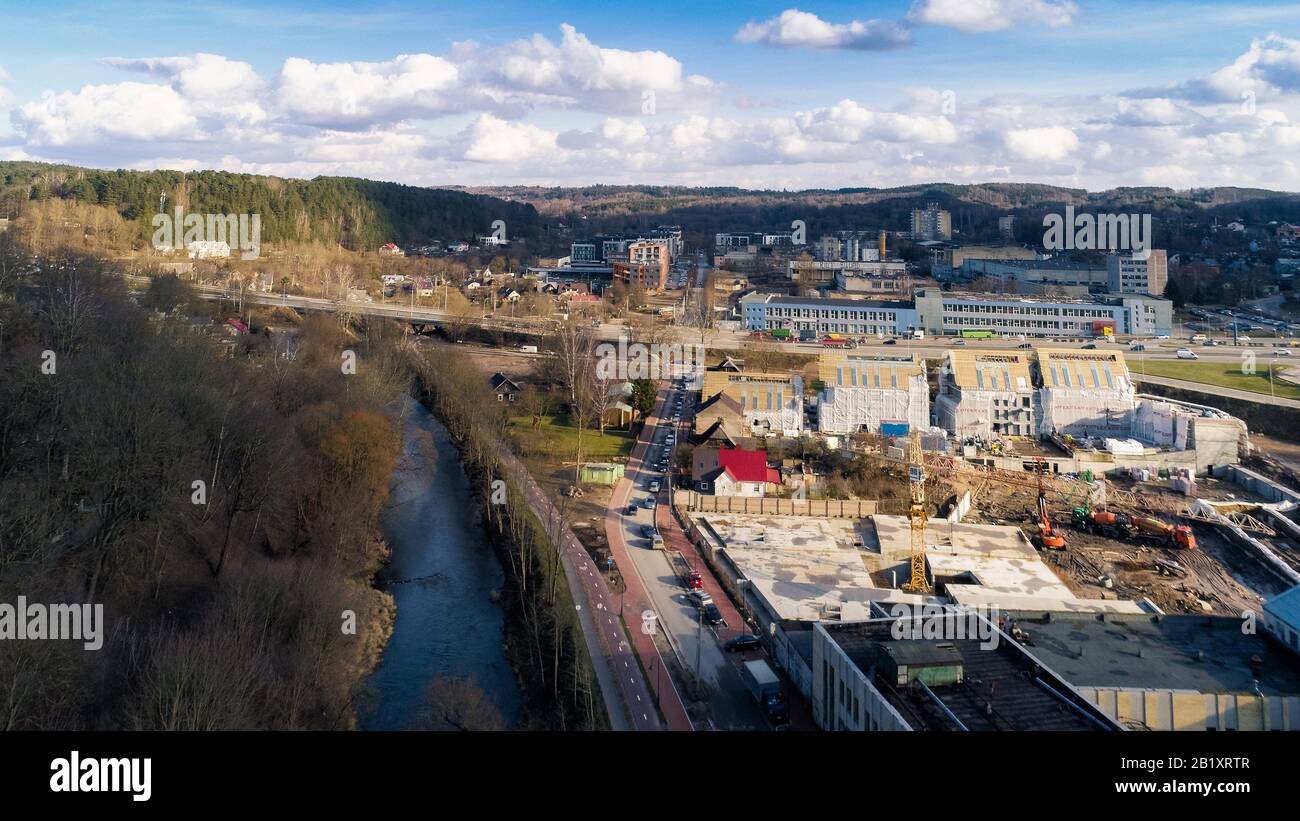 Paupys Užupis Markučiai view from the drone perspective in Vilnius Stock  Photo - Alamy