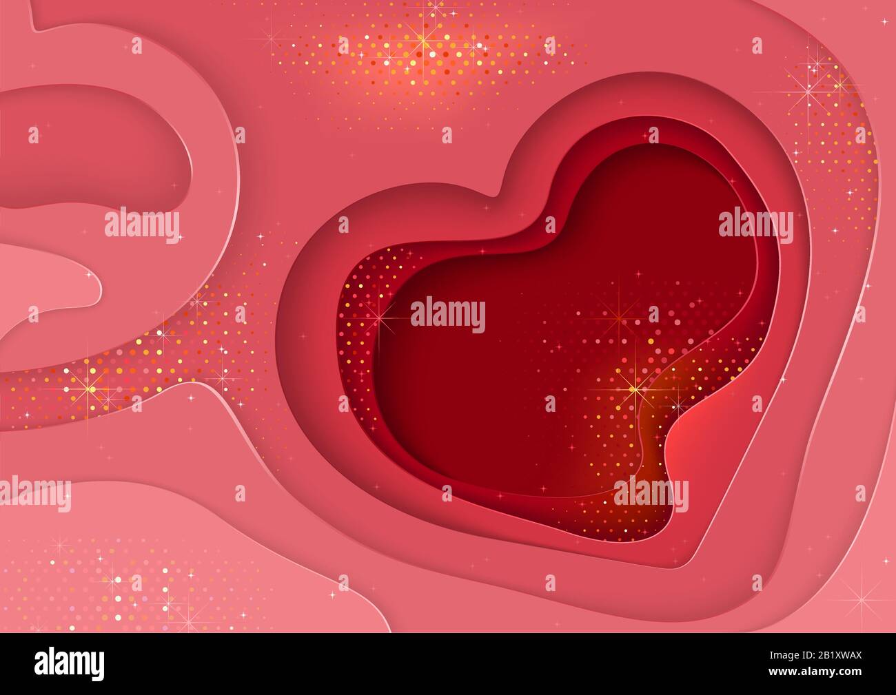 Abstract Layered Background with Heart and Glitters Stock Vector Image ...