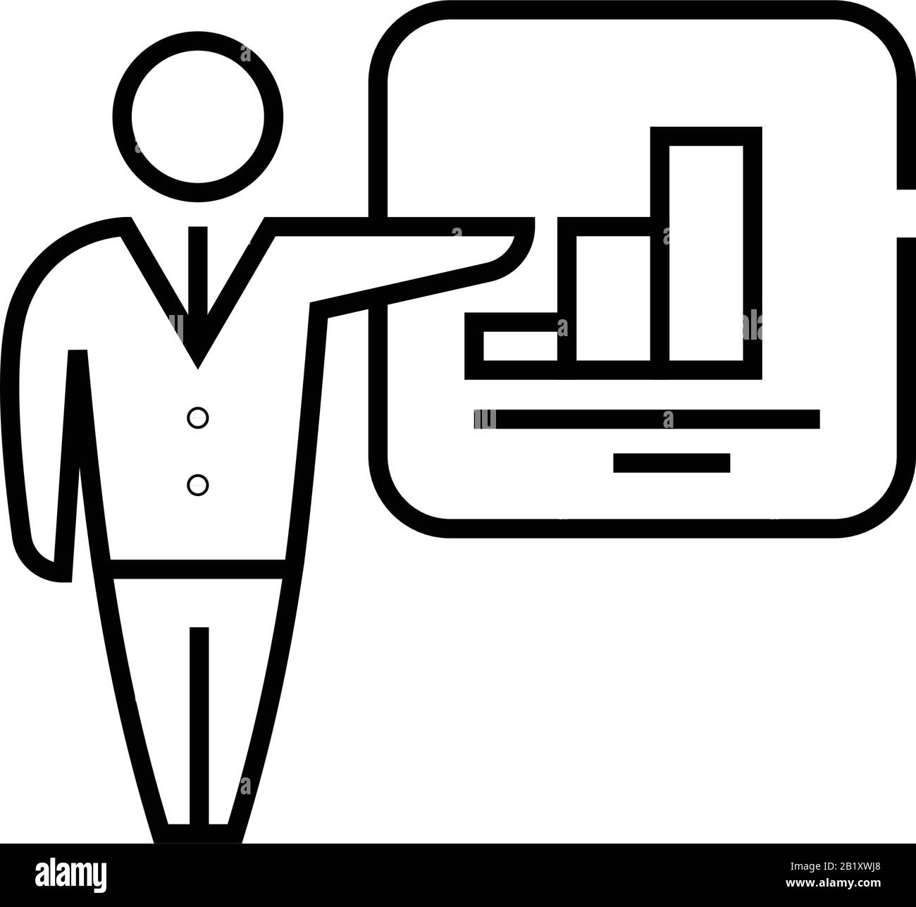 Marketing presentation line icon, concept sign, outline vector ...