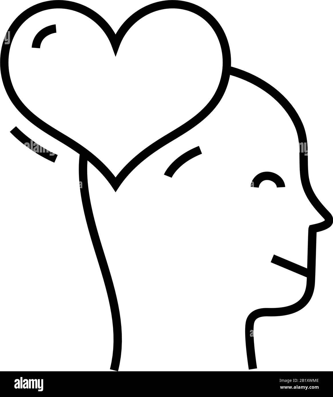 Loving mind line icon, concept sign, outline vector illustration, linear symbol. Stock Vector