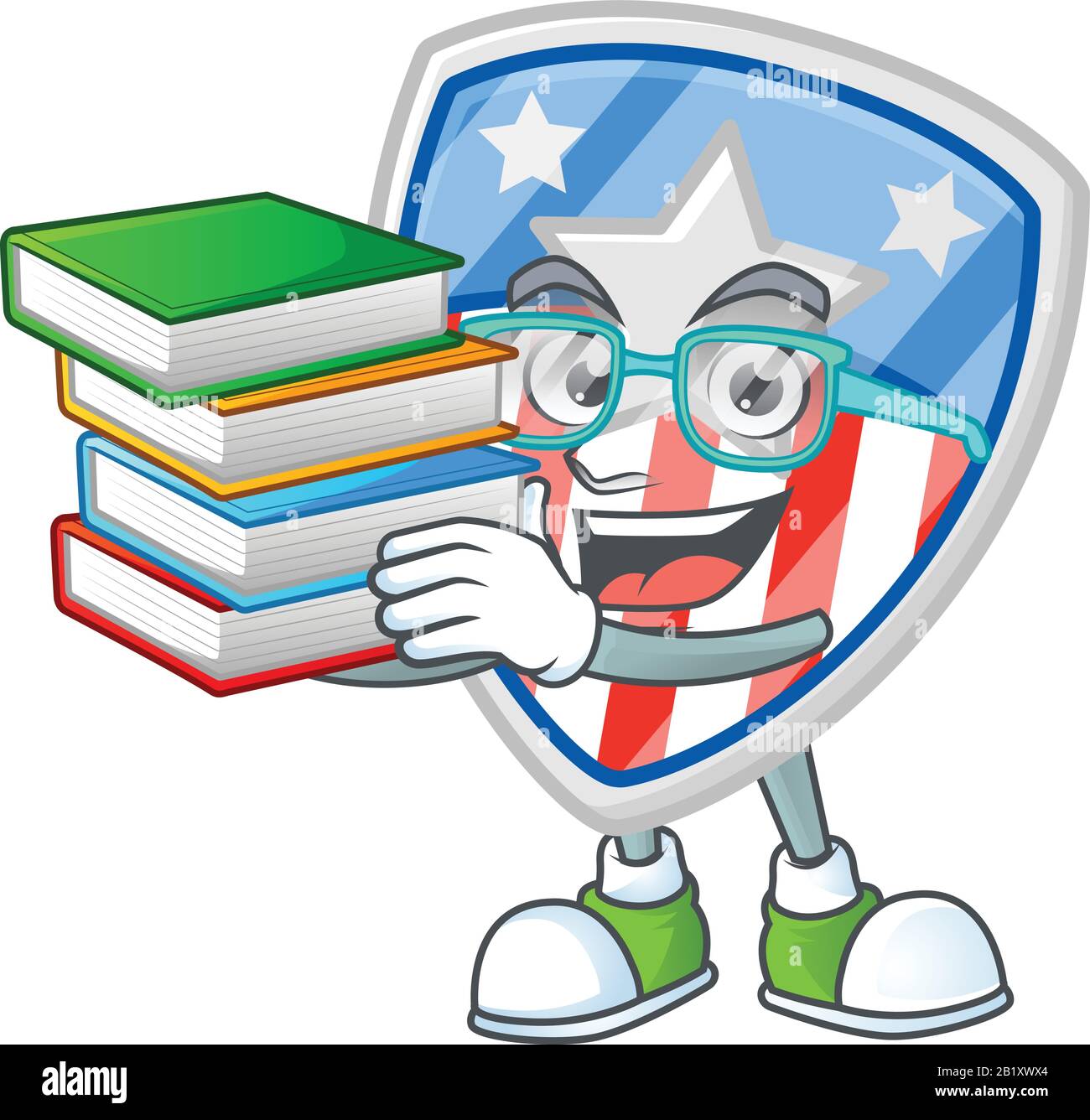 A Brainy Clever Cartoon Character Of Independence Day Love Studying With Some Books Stock Vector Image Art Alamy