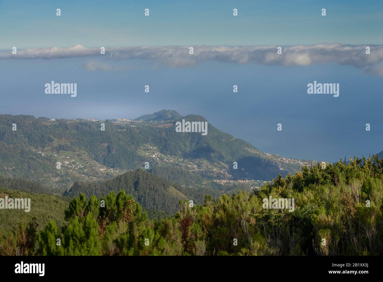 Bergpanorama, Blick vom Pico do Arieiro Richtung Faial, Zentralgebirge, Madeira, Portugal Stock Photo