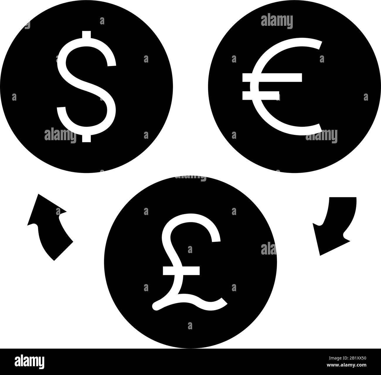 Currency exchange black icon, concept illustration, vector flat symbol ...