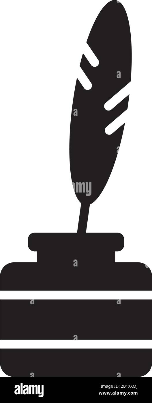 Feather and inkwell icon template black color editable. Feather and inkwell icon symbol Flat vector illustration for graphic and web design. Stock Vector