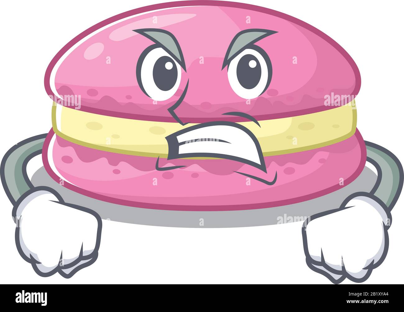 Strawberry macarons cartoon character style having angry face Stock ...