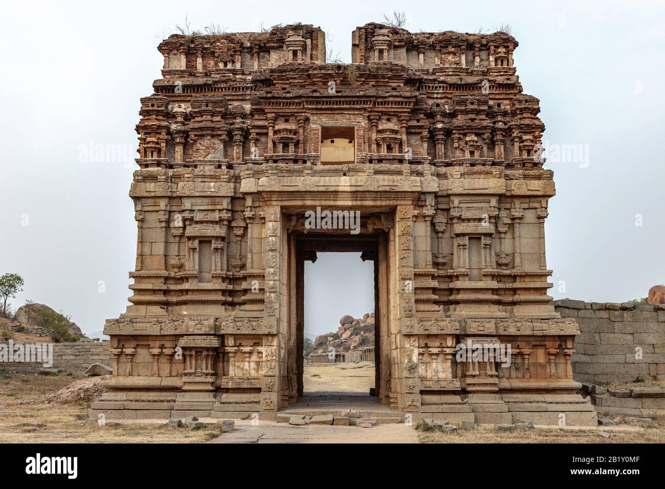 The entrance the Achyutaraya temple. The ruin of ancient temples near