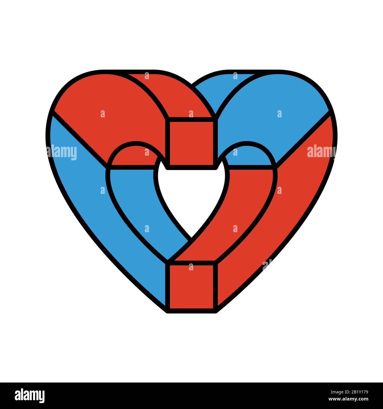 Heart created from two magnets. Stock Vector
