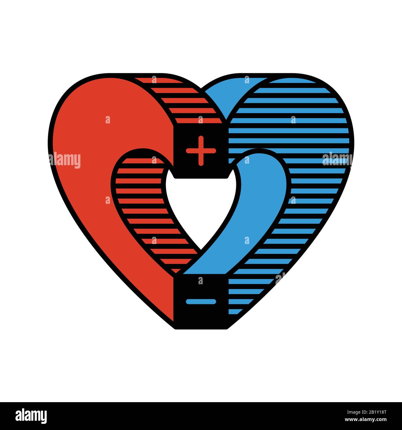 Heart created from two magnets. Stock Vector
