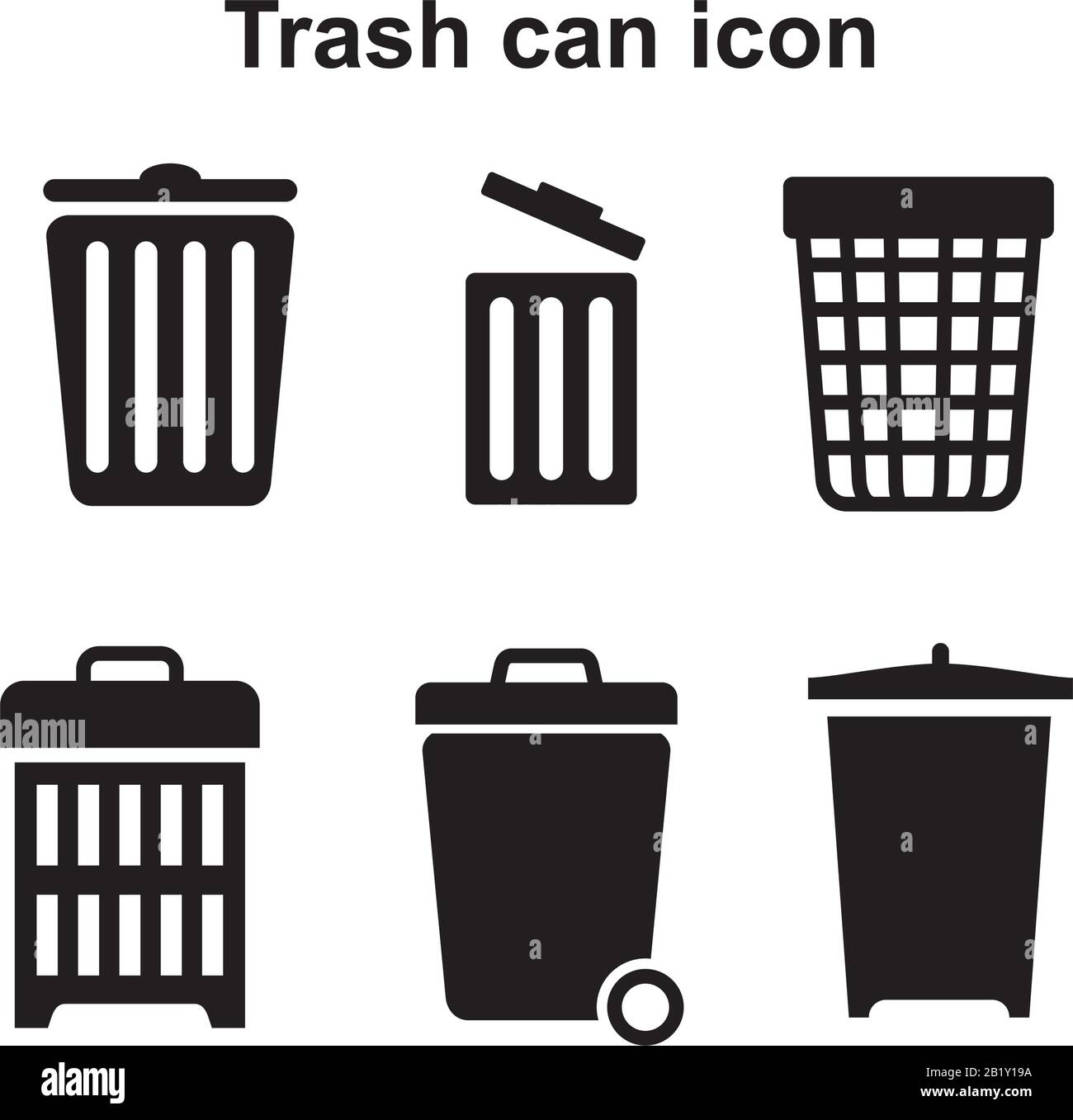 Trash can Icon template black color editable. Trash can Icon symbol