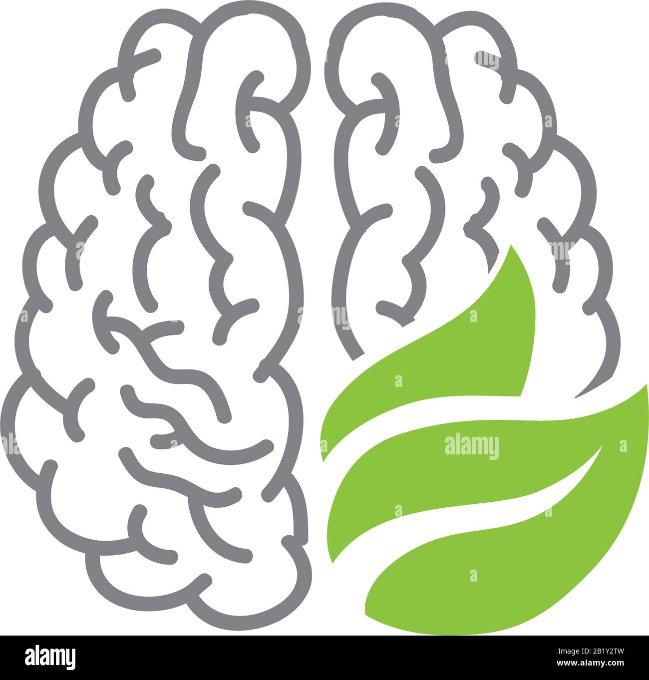 green tree leaves and human brain, vector Stock Vector