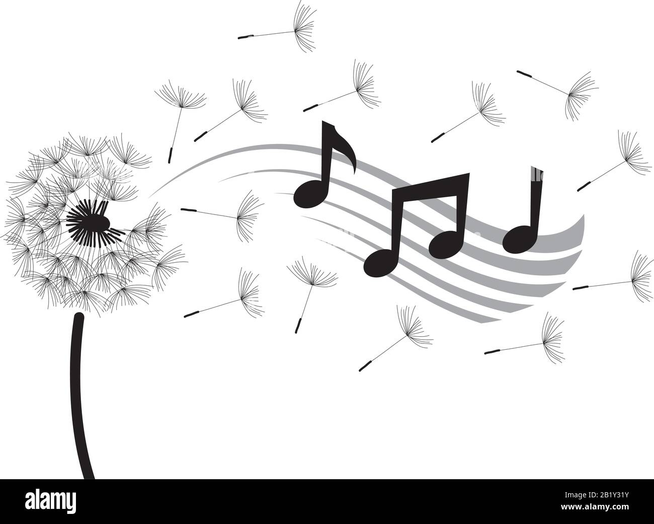 dandelion flower and green musical notes Stock Vector Image & Art Alamy