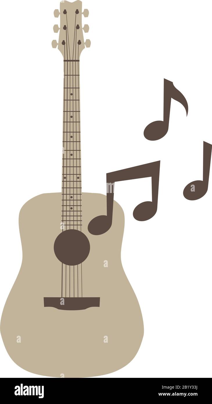 acoustic guitar and musical notes Stock Vector