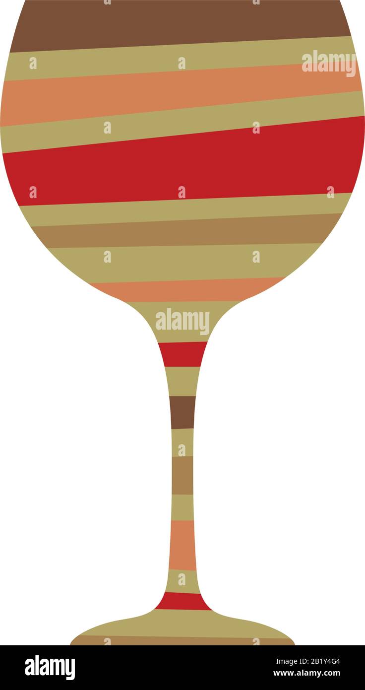 stripes inside wine glass shape. vector graphic design element Stock Vector