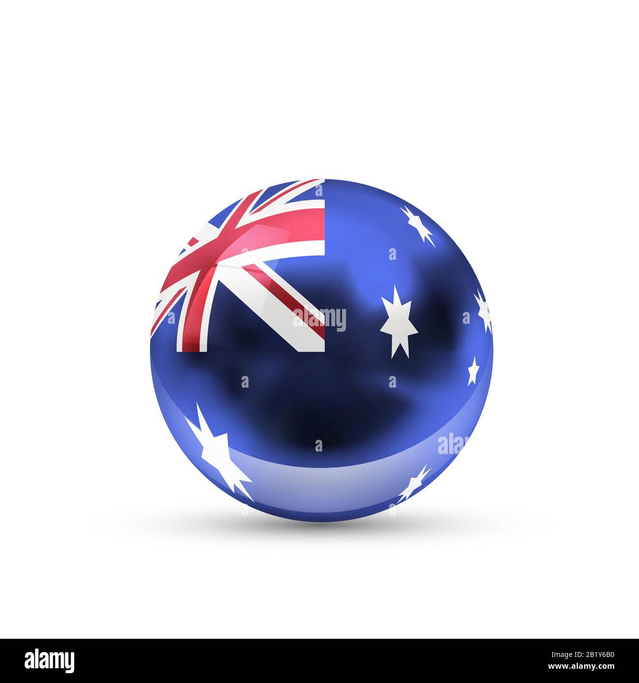Australia flag projected as a glossy sphere on a white background Stock Vector
