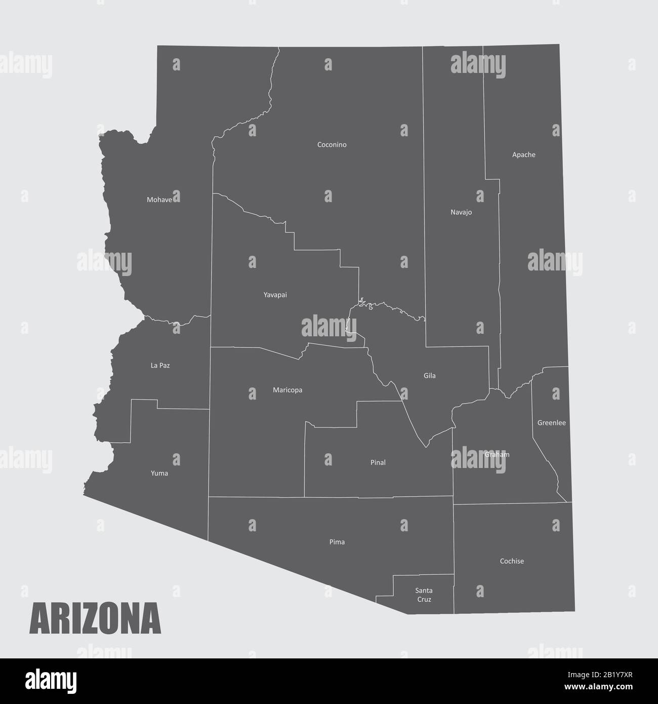 Arizona counties map Stock Vector