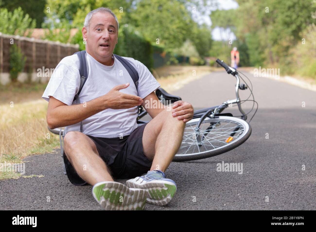 concept of a bike accident Stock Photo