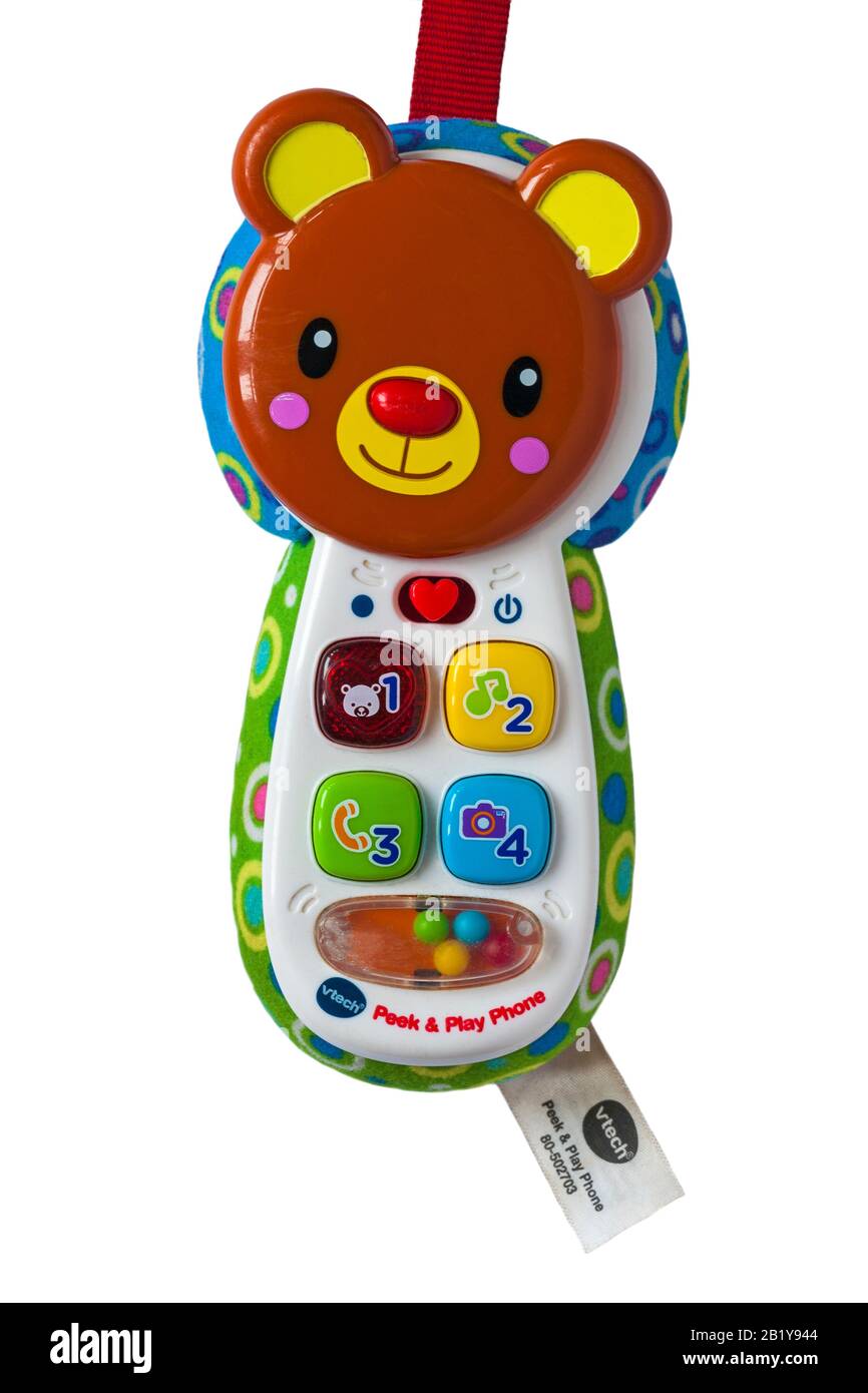 vtech peek & play phone for baby set on white background Stock Photo
