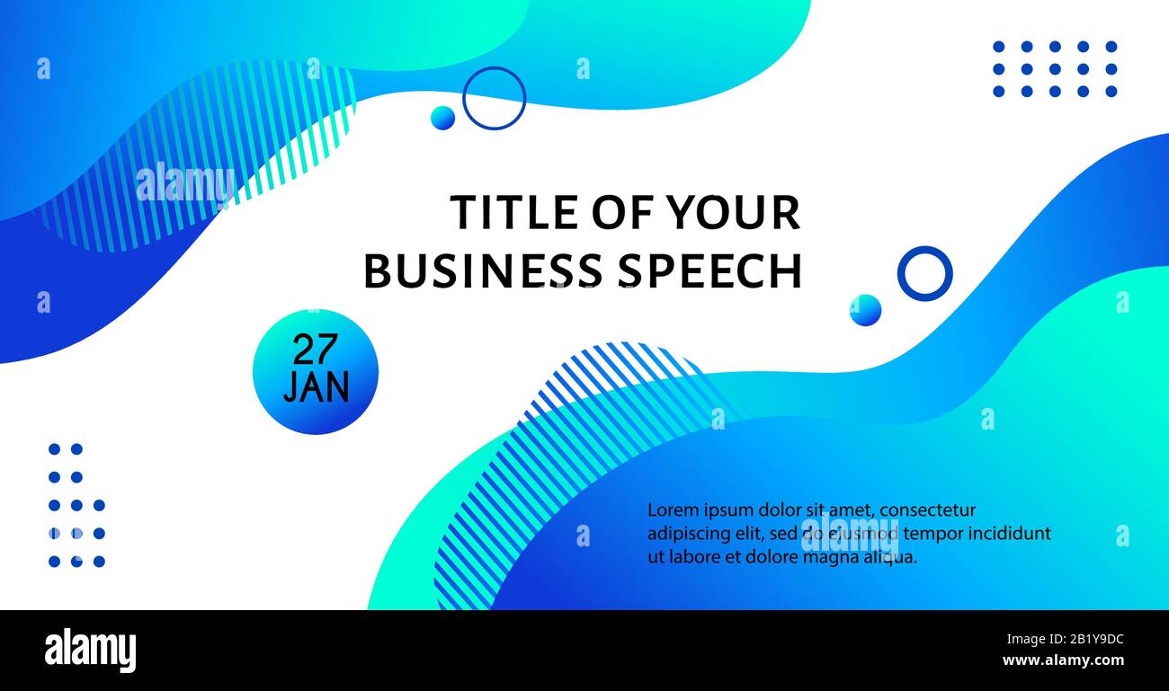 Business conference template. Vector liquid blue banner for social media event promo Stock Vector