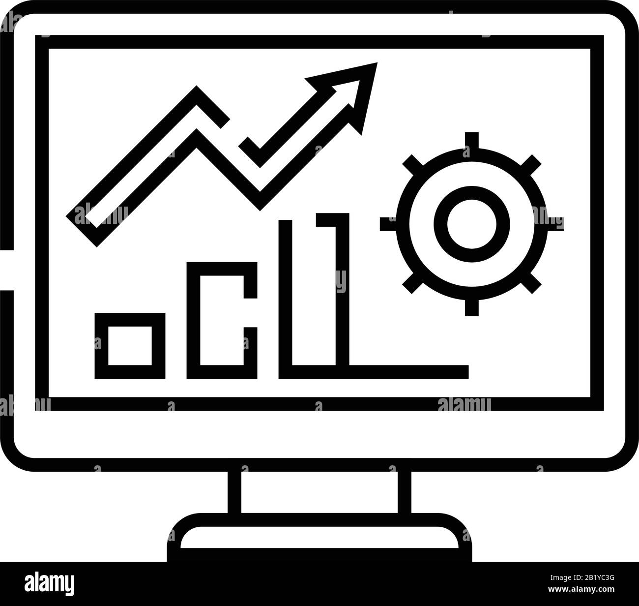 Market analysis line icon, concept sign, outline vector illustration ...