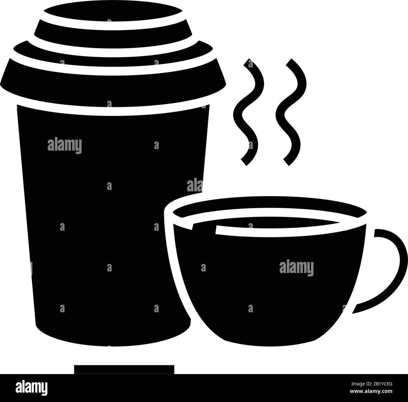 Coffee and tea black icon, concept illustration, vector flat symbol