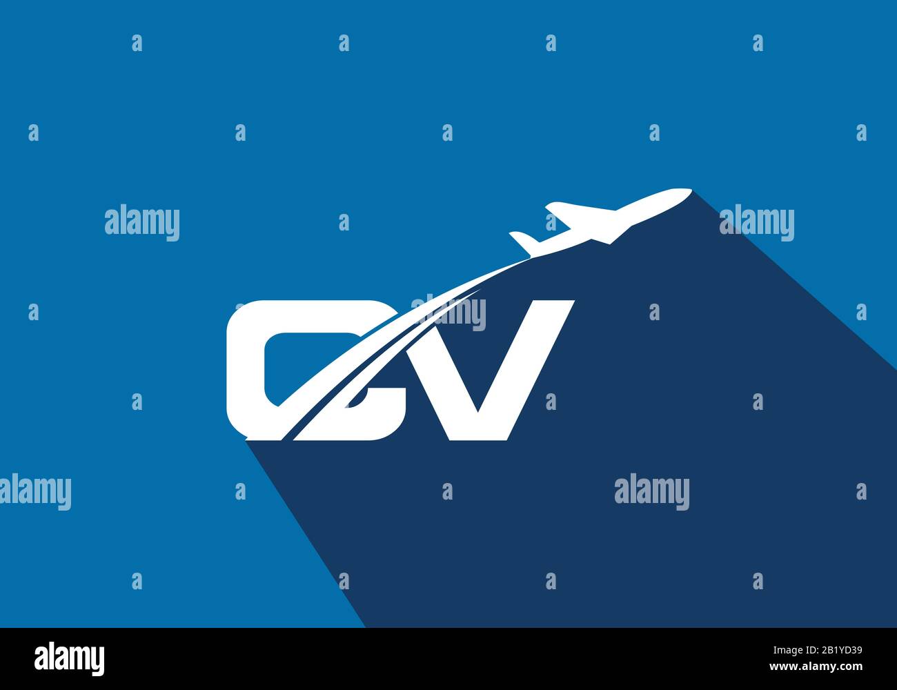 Initial Letter C and V  with Aviation Logo Design, Air, Airline, Airplane and Travel Logo template. Stock Vector