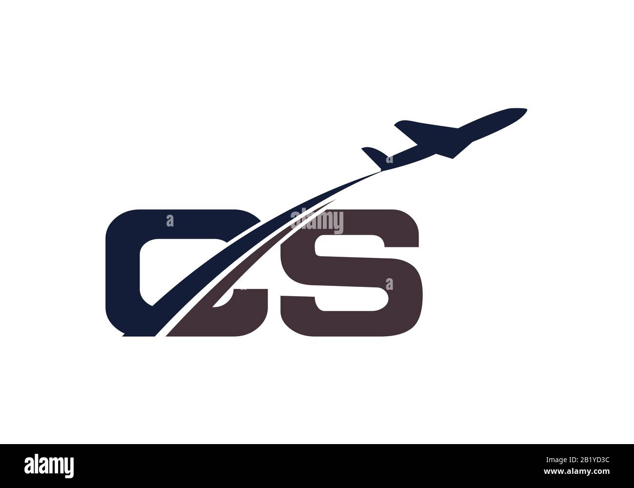 Initial Letter C and S  with Aviation Logo Design, Air, Airline, Airplane and Travel Logo template. Stock Vector