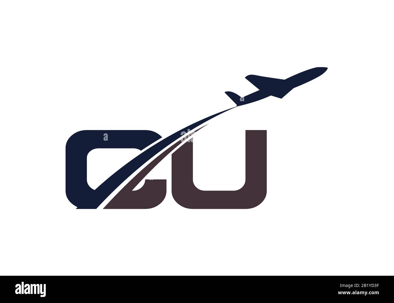 Initial Letter C and U  with Aviation Logo Design, Air, Airline, Airplane and Travel Logo template. Stock Vector