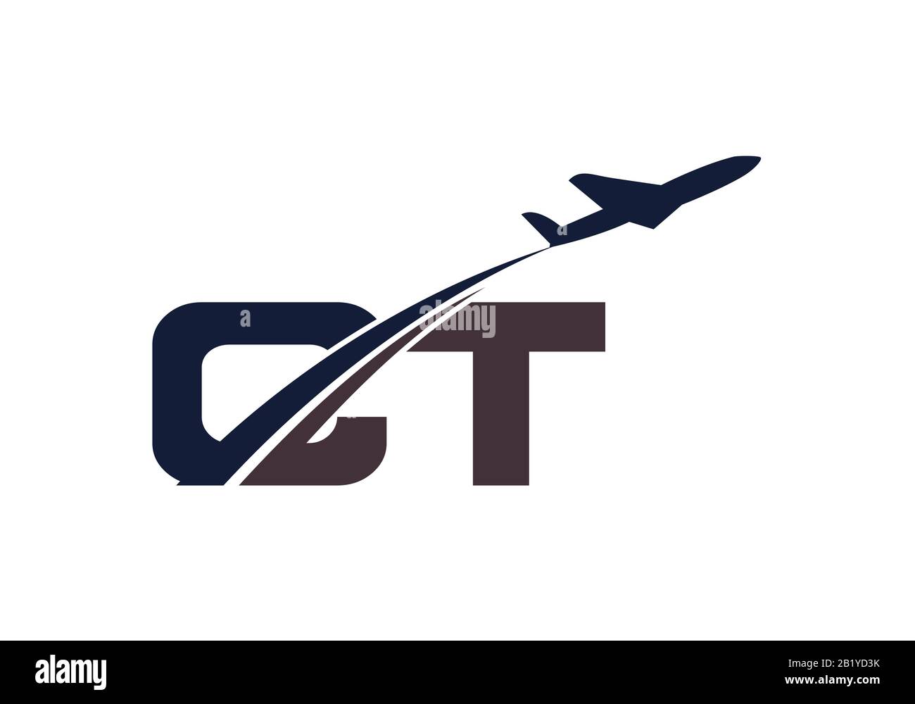 Initial Letter C and T  with Aviation Logo Design, Air, Airline, Airplane and Travel Logo template. Stock Vector