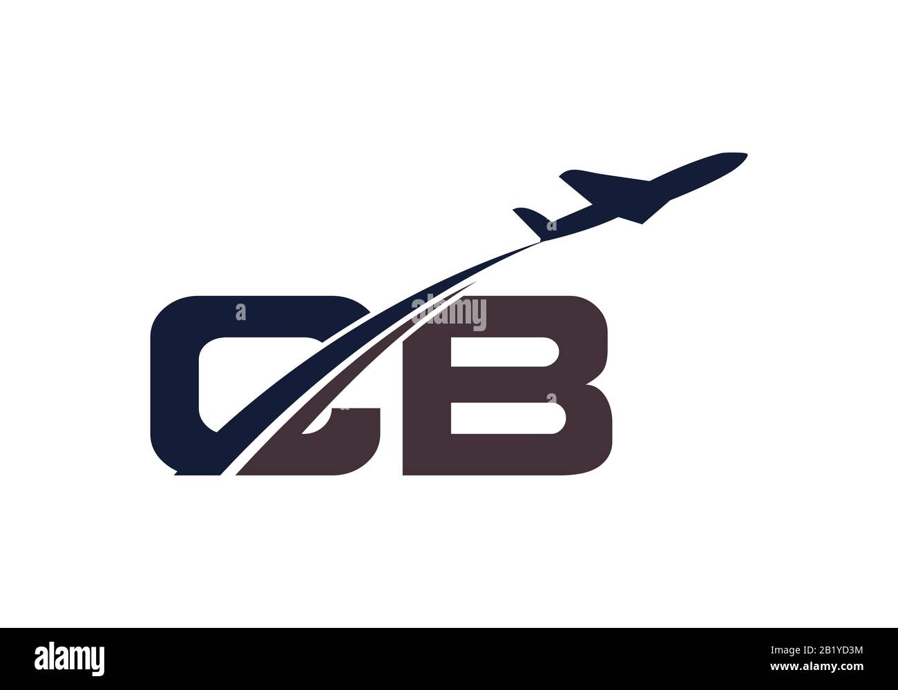 Initial Letter C and B  with Aviation Logo Design, Air, Airline, Airplane and Travel Logo template. Stock Vector